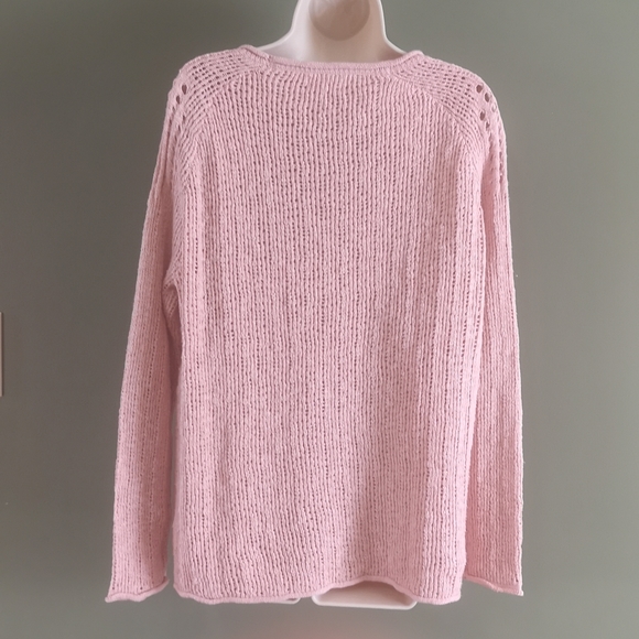 Mittoshop Pink Loose Knit Cotton Rolled Hem Long Sleeve Sweater Sz M Boutique - Picture 13 of 15